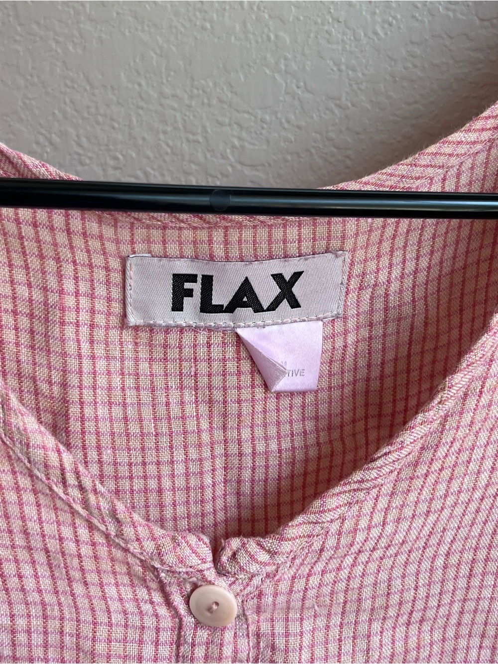 FLAX 100% Linen Pink Plaid Tunic Dress XL Pockets Lagenlook Like New - Picture 3 of 8